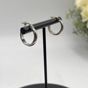 Designer Signed Sterling Silver Hoops, 2.8 grams